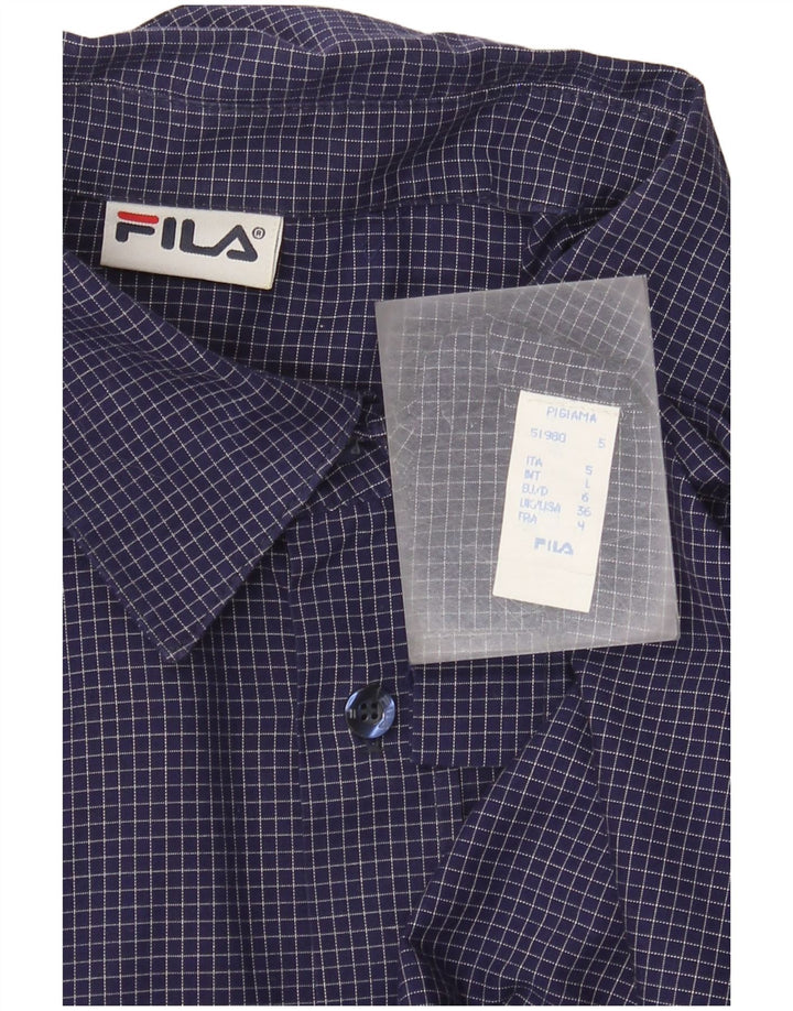 Camisa Fila para hombre grande de algodón a cuadros azul marino