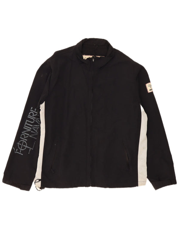 Murphy & Nye Chaqueta impermeable estampada para hombre UK 40 Large Nylon color block negro