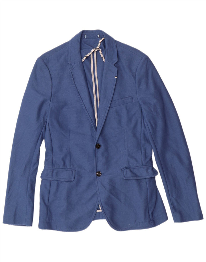 ZARA Chaqueta tipo blazer de 2 botones para hombre EU 50 Azul medio Poliéster