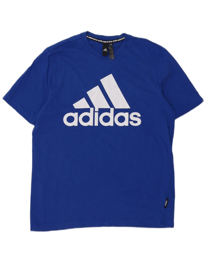 Adidas Hombre Camiseta Gráfica Top Algodón Azul Medio