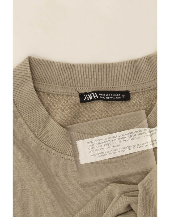 Zara Mujer Oversize Sudadera Jumper UK 10 Small Caqui Algodón