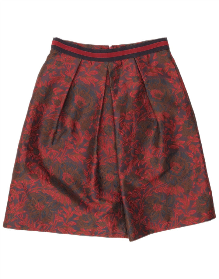 LUISA SPAGNOLI Falda acampanada para mujer IT 44 Mediana W28 Poliéster floral rojo