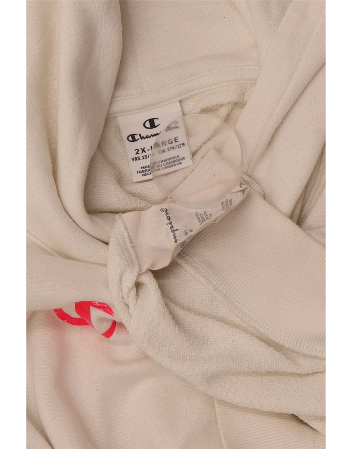 CHAMPION Jersey con capucha gráfico para niñas 15-16 años 2XL Algodón blanco roto