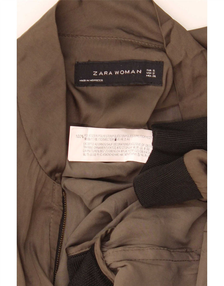 Zara Mujer Chaqueta Bomber Extragrande UK 10 Small Caqui Colorblock Poliéster
