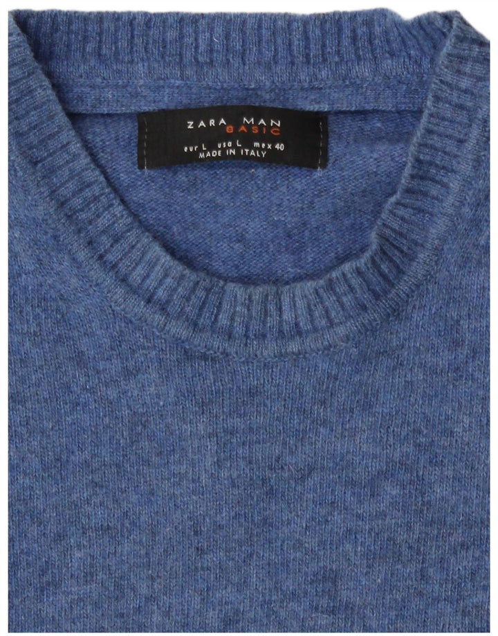 Zara Hombre Jersey De Cuello Redondo Jersey Grande Azul