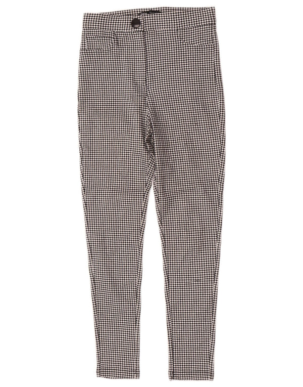 Zara Mujer Pantalones Pitillo Pequeños W26 L27 Viscosa De Pata De Gallo Negra
