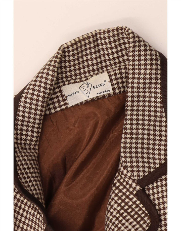 Abrigo de doble botonadura para mujer de Alta Moda UK 8 Small Brown Houndstooth