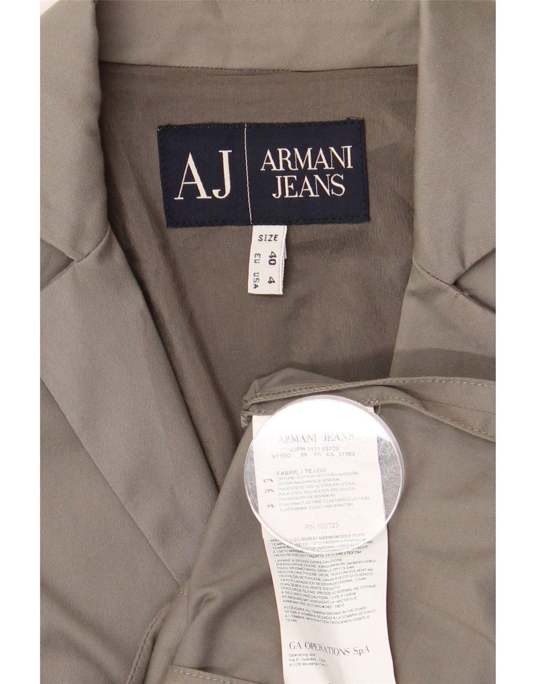 Armani Jeans Chaqueta Blazer de 2 Botones para Mujer EU 40 Algodón Gris Medio