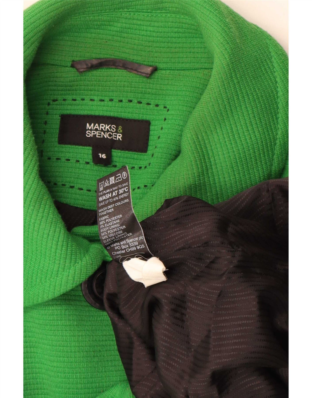 Marks & Spencer Chaqueta tipo blazer de 4 botones para mujer UK 46 Poliéster verde grande