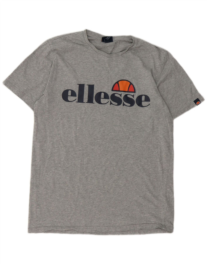Ellesse Hombre Camiseta Gráfica Top Algodón Gris Medio