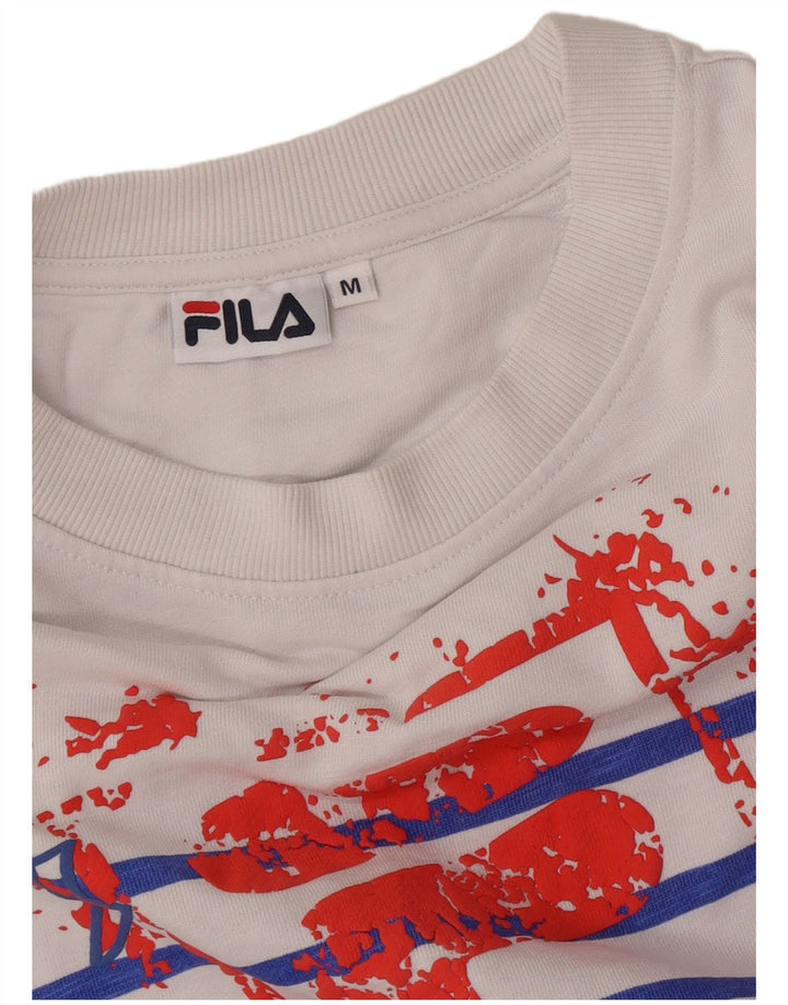 Fila Mujer Crop Graphic Top Manga Larga UK 40 Mediano Rayas Blancas