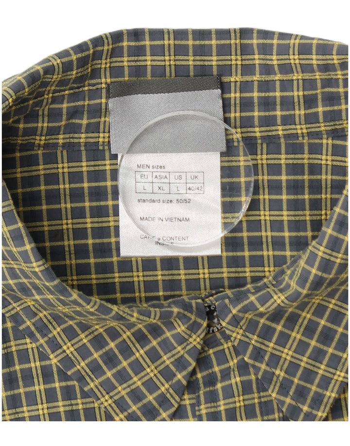 JACK WOLFSKIN Camisa Hombre UK 40/42 Large Amarillo Cuadros Poliamida