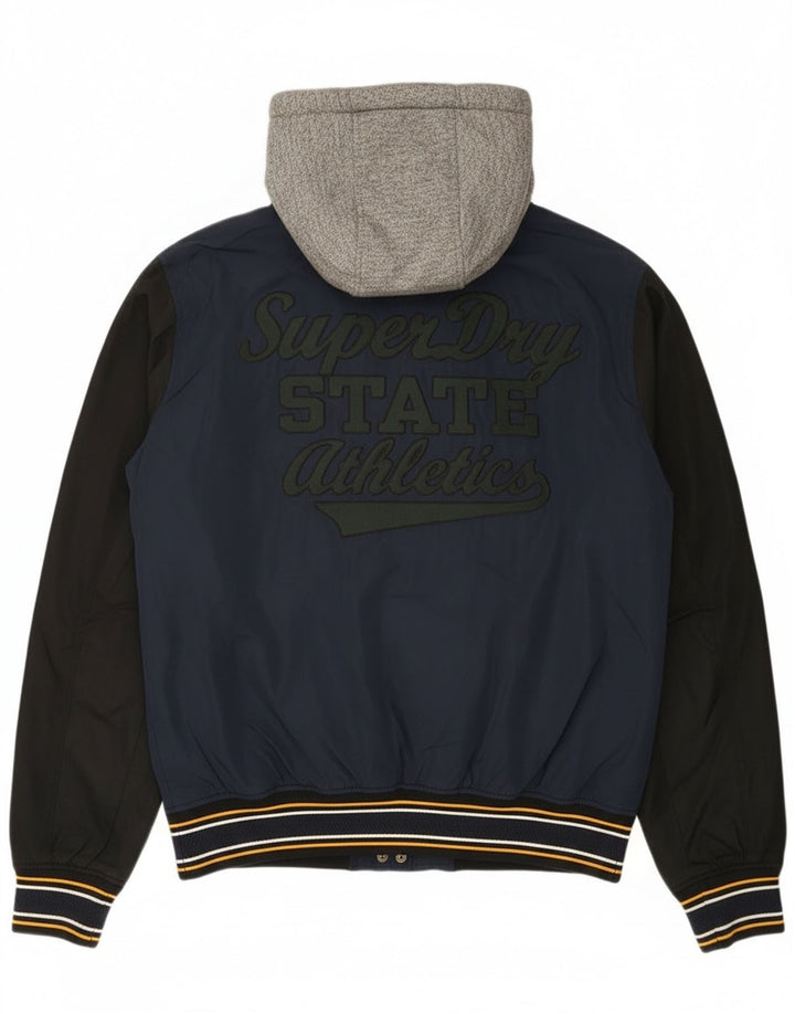 Superdry Chaqueta universitaria con gráfico para hombre, talla 40, color azul marino grande