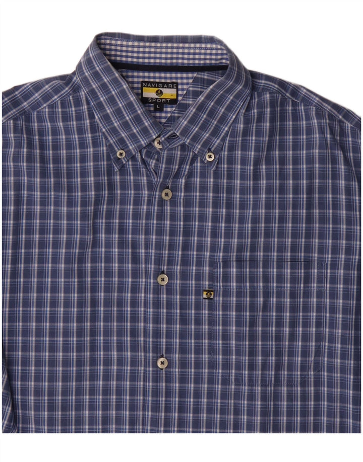 Navigare Camisa Hombre Algodón Cuadros Azul Grande