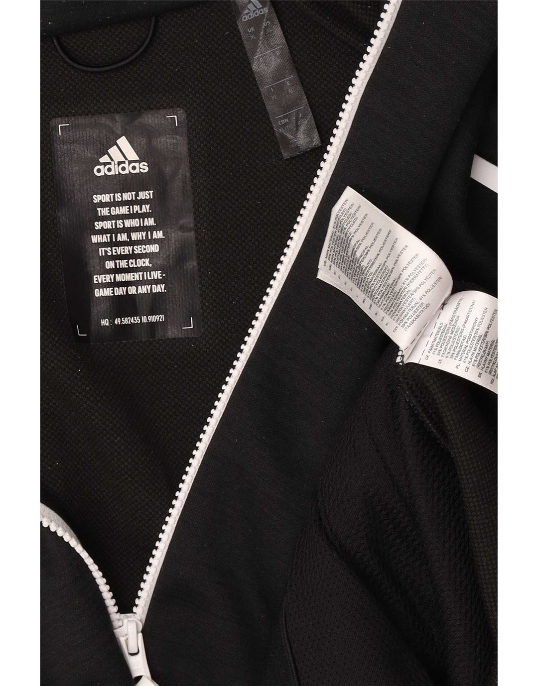 Adidas Sudadera con capucha y cremallera gráfica para hombre XL Poliéster negro