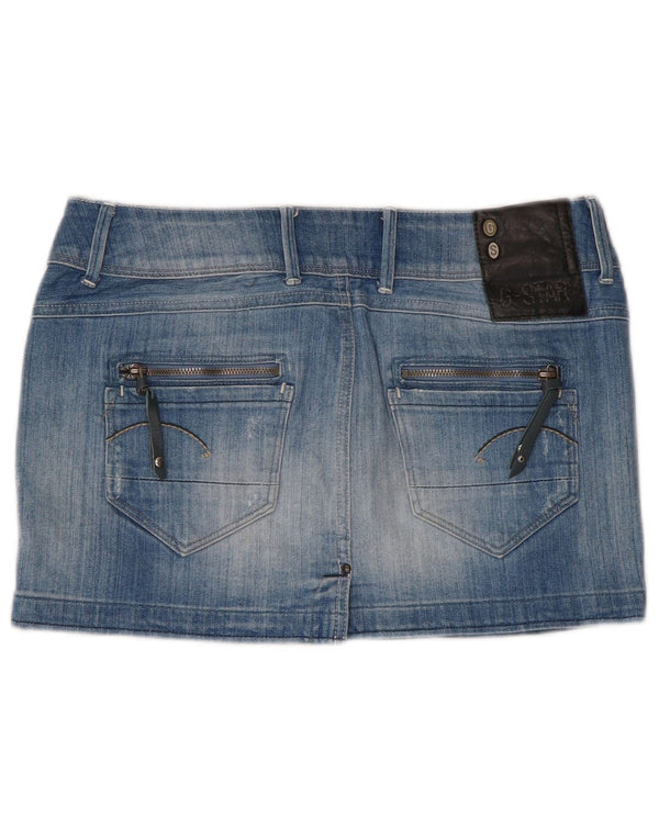 G-Star Womens Low Waist Distressed Denim Skirt W27 Small Blue Cotton