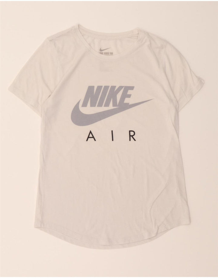 NIKE Womens Athletic Cut Graphic T-Shirt Top UK 12 Medium White Vintage Nike and Second-Hand Nike from Messina Hembry 