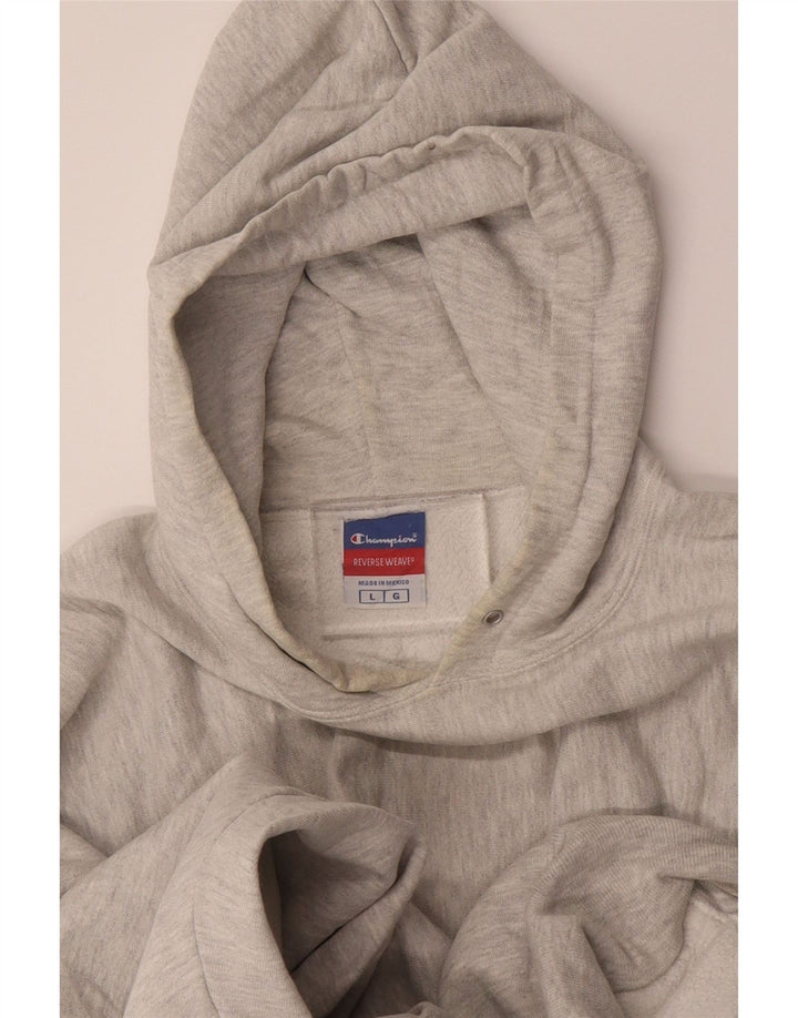 CHAMPION Mens Hoodie Jumper Large Grey Cotton
