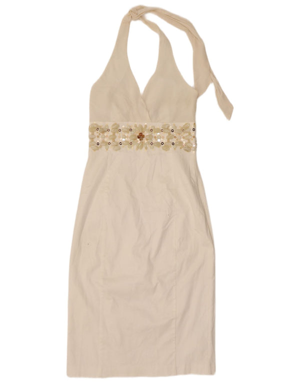 Vestido halter para mujer Coast UK 8 Small Off White Silk