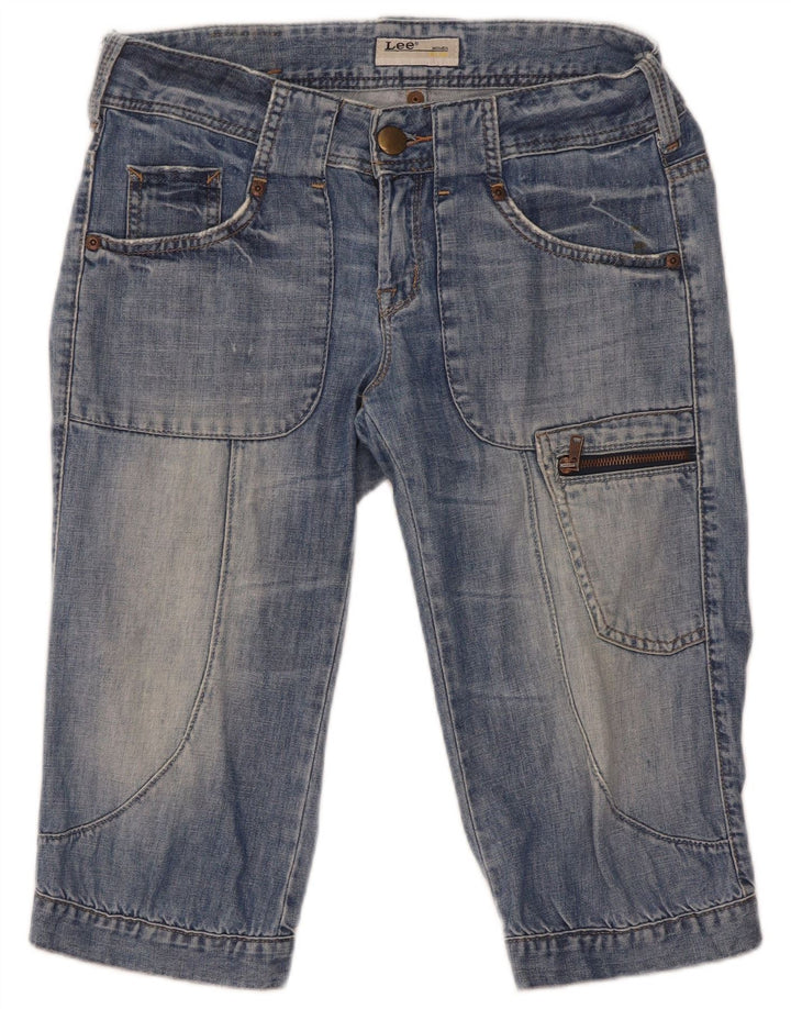 Pantalones cortos vaqueros Lee Chazey Cargo para mujer W27 Small Blue Cotton