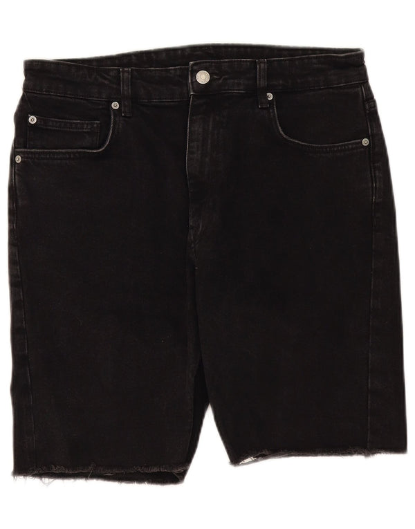 Zara Mens Shorts De Mezclilla EU 42 Grande W32 Negro