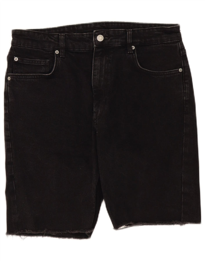 Zara Mens Shorts De Mezclilla EU 42 Grande W32 Negro