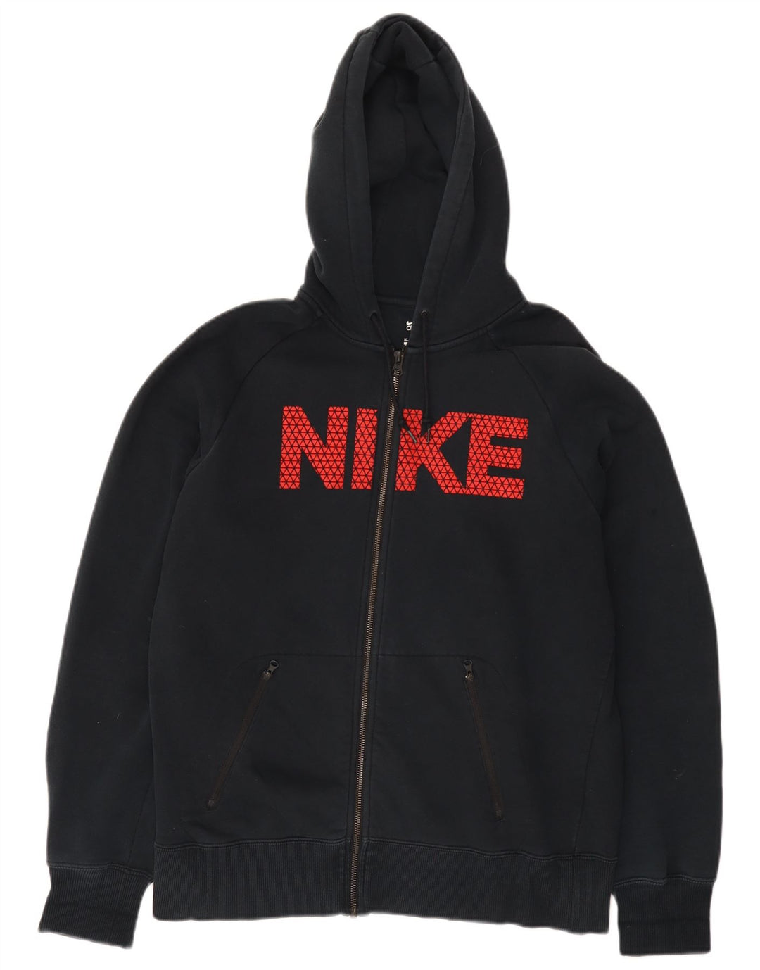 Nike Sudadera con capucha y cremallera gráfica para hombre, algodón negro mediano