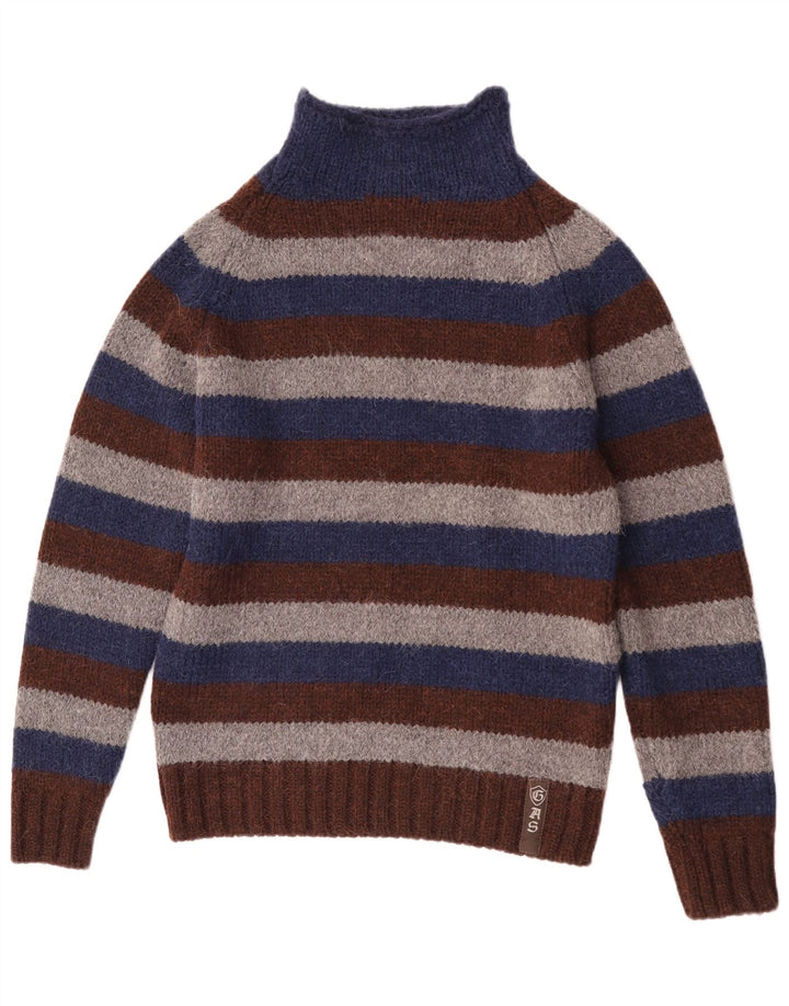 Jersey De Cuello Alto Para Hombre Gas De Lana Virgen A Rayas Multicolor Grande
