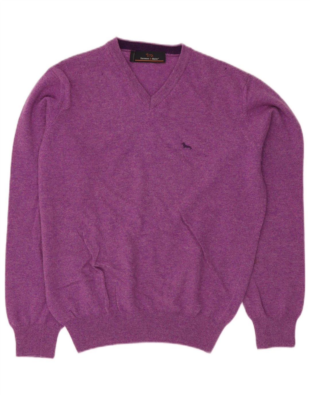 HARMONT & BLAINE Jersey con cuello en V para hombre pequeño de lana violeta