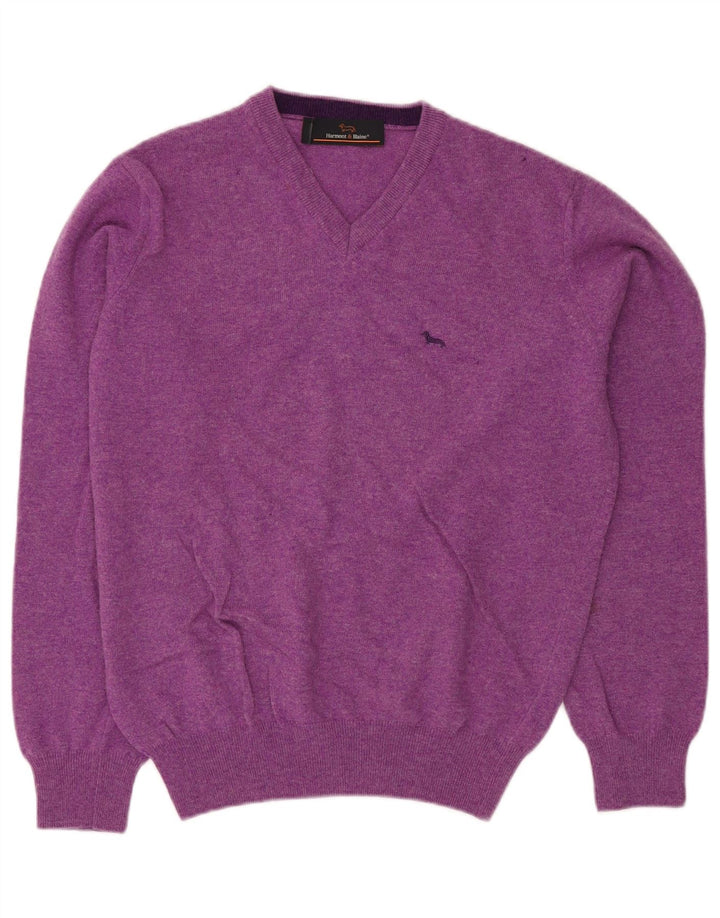 HARMONT & BLAINE Jersey con cuello en V para hombre pequeño de lana violeta