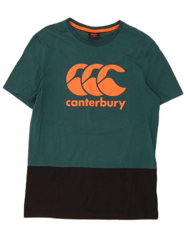 Canterbury Hombre Camiseta Gráfica Top Small Verde Colorblock Algodón