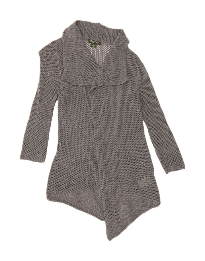 EDDIE BAUER Womens Longline Crochet Cardigan Sweater UK 12 Medium Grey Vintage Eddie Bauer and Second-Hand Eddie Bauer from Messina Hembry 