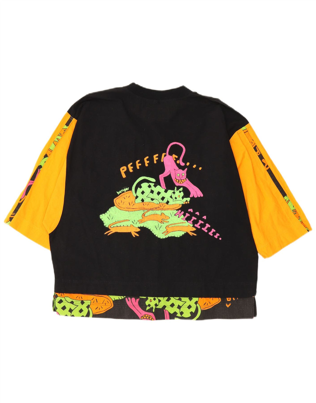 BENGER Top gráfico para mujer manga 3/4 EU 38 Bloque de color negro mediano