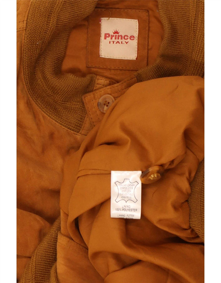 Chaqueta bomber de ante Prince para hombre Reino Unido 40 Cuero beige grande