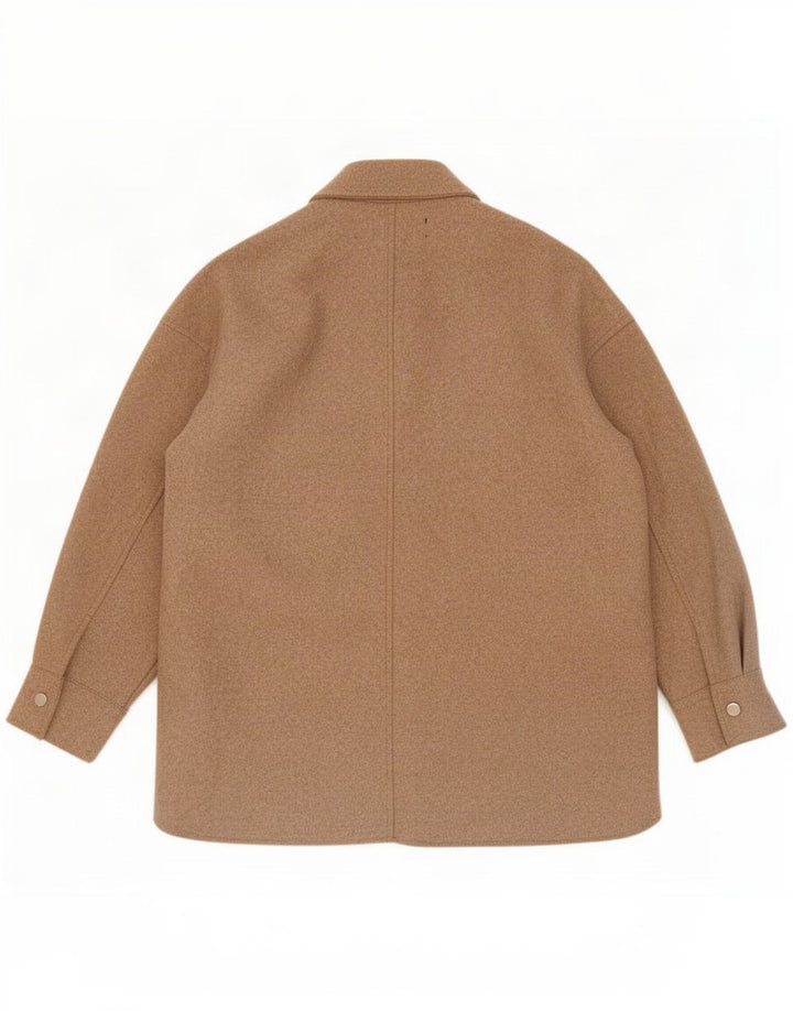 Zara Mujer Shacket Camisa Extragrande UK 10 Small Beige Poliéster