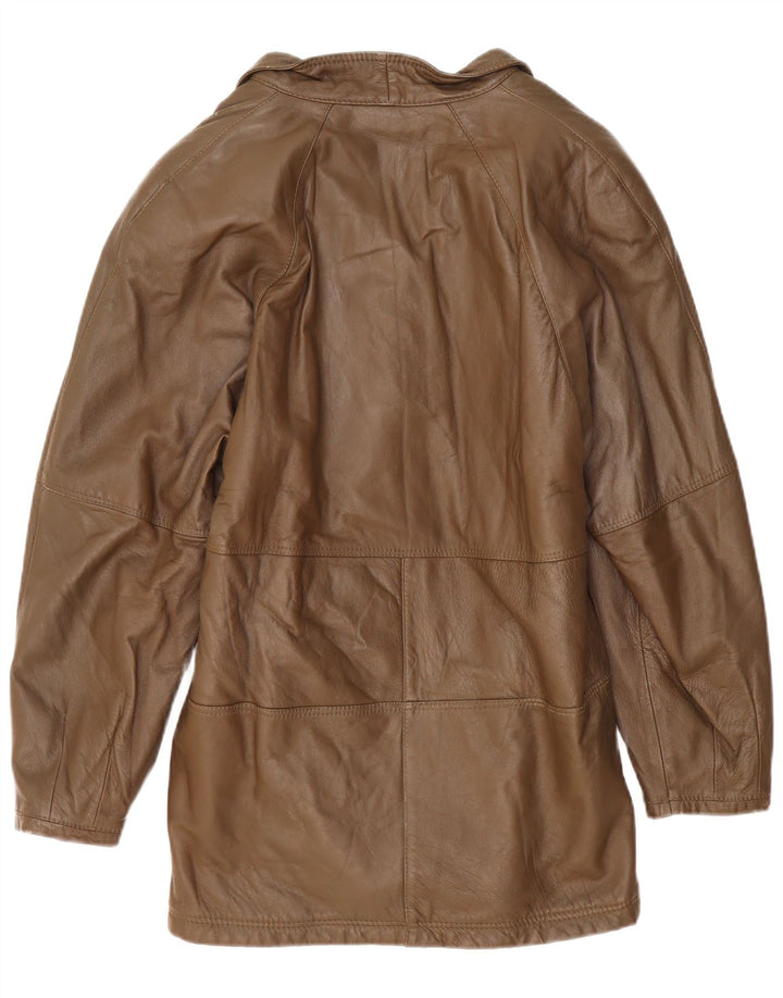Vintage mujer chaqueta de cuero Reino Unido 16 marrón grande