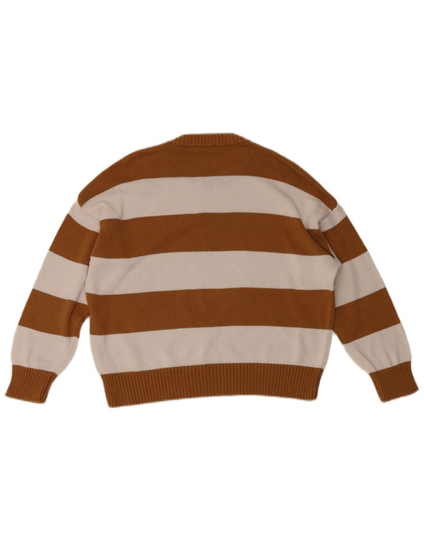 Benetton Jersey De Cuello Redondo Para Mujer UK 40 Small Marrón Rayas