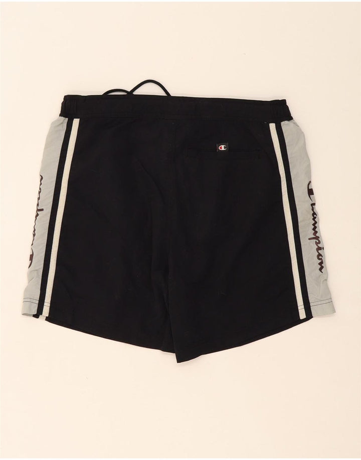 CHAMPION Mens Graphic Swimming Shorts Small Black Colourblock Polyester