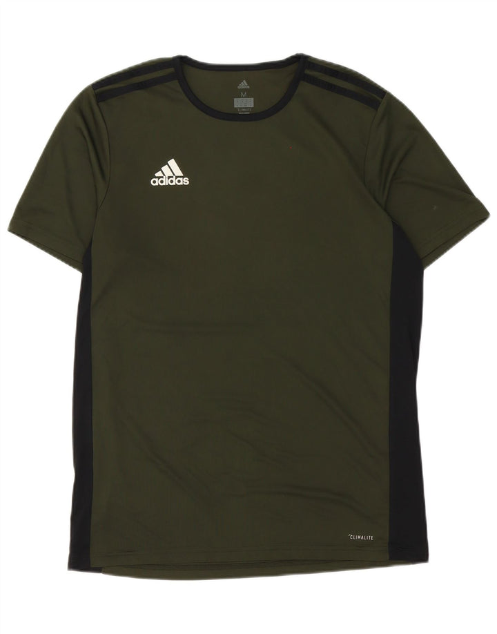 Adidas Hombre Climalite Camiseta Top Verde Medio Colorblock Poliéster