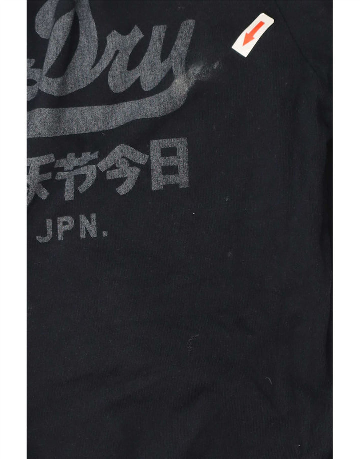 Superdry Top gráfico de manga larga de algodón azul marino grande para hombre
