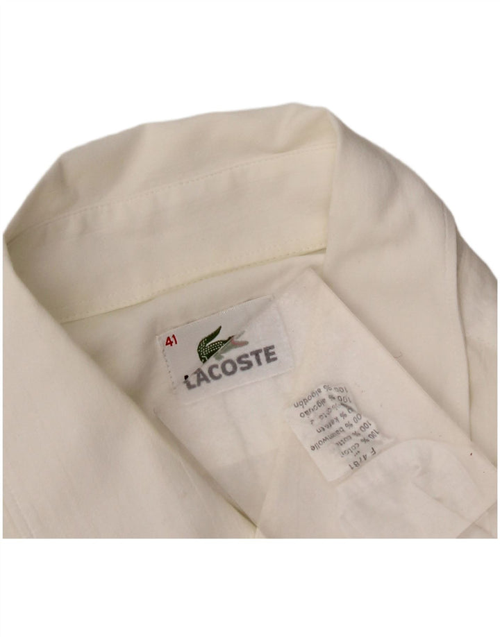 Camisa Lacoste Hombre Manga Corta Talla 41 Grande Algodón Blanco