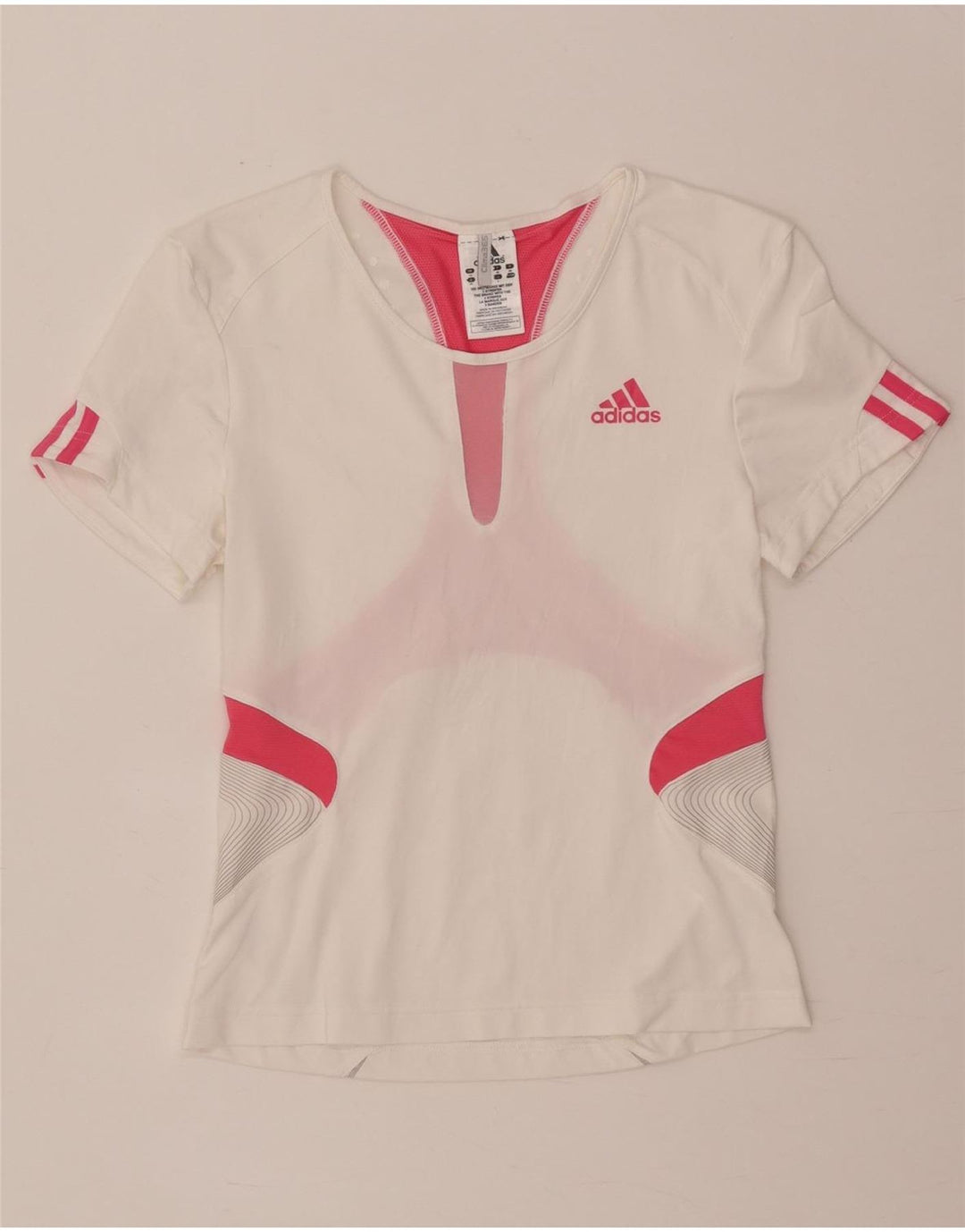 Adidas Mujer Clima 365 Camiseta Top UK 12 Medium Blanco Colorblock