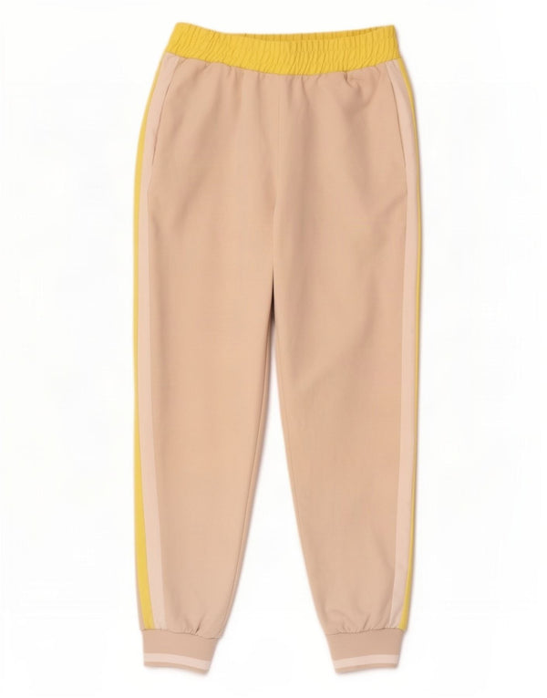 Zara Mujer Pantalones De Chándal Joggers UK 10 Small Beige Colorblock