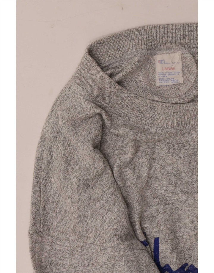 Champion Top gráfico para hombre de manga larga de algodón moteado gris grande