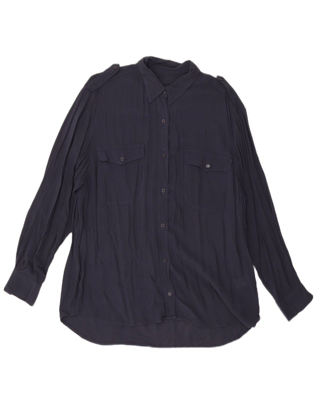 Blusa camisera para mujer de French Connection UK 42 Medium Viscosa azul marino