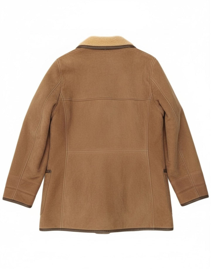 Vintage mujer shearling abrigo Reino Unido 16 grande beige