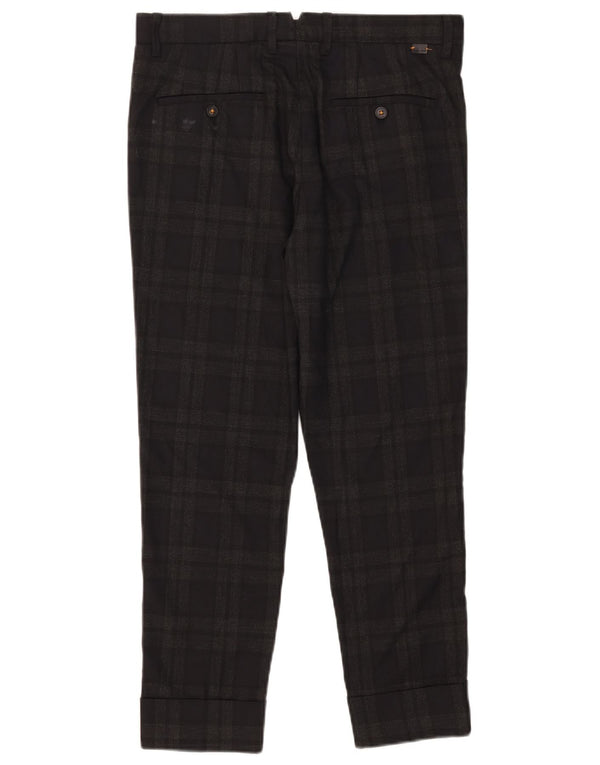 Zara Mens Slim Cropped Pantalones EU 38 Small W30 L25 Gris Cuadro Poliéster