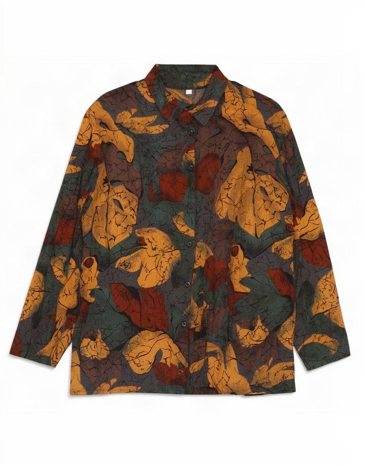 Vintage mujer camisa blusa Reino Unido 14 medio multicolor floral