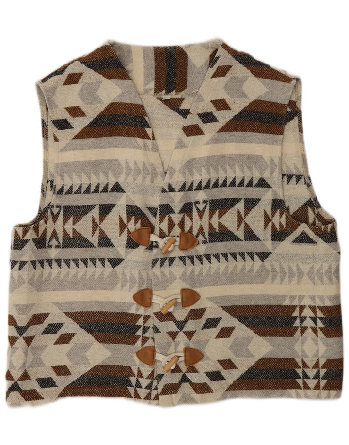 Vintage hombres Cardigan suéter medio multicolor geométrico azteca