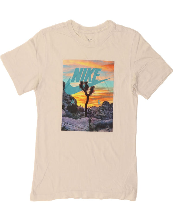 NIKE Mens Graphic T-Shirt Top Small White Cotton